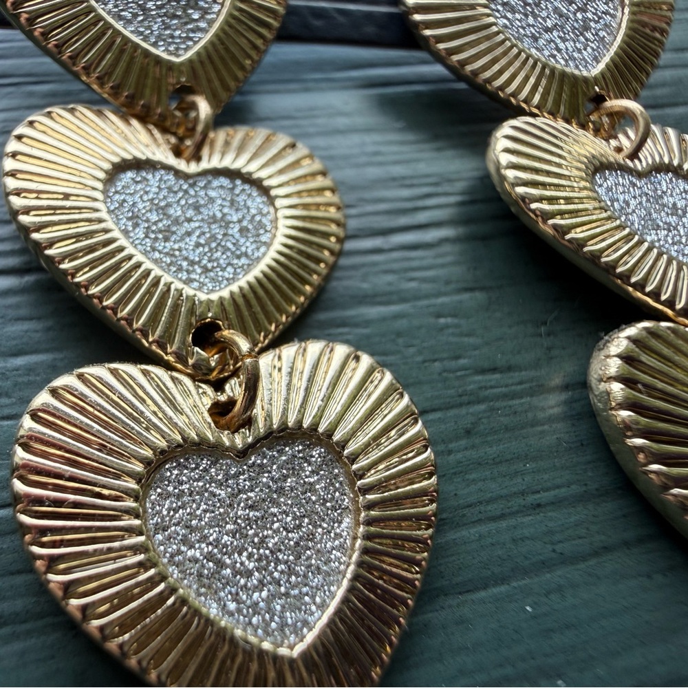Melrose and Market Triple Heart Gold Tone Dangle Earrings